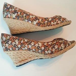 Life Stride Floral Wedge Peep Toe Espadrilles
